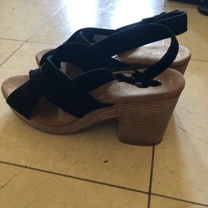 black toms heels/ wedges